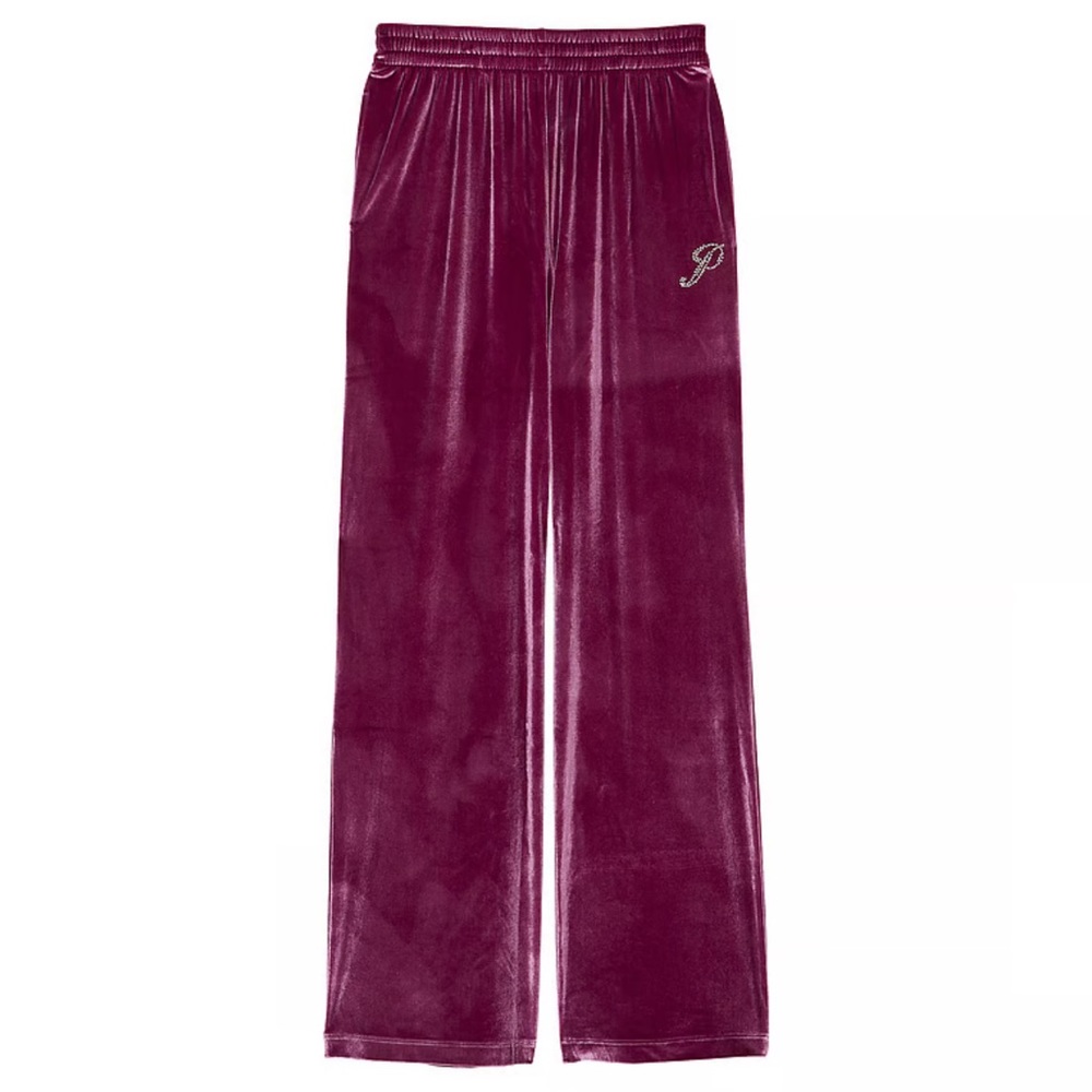 New PINK
VELOUR SHINE LOGO WIDE-LEG PANTS - Picture 2 of 5